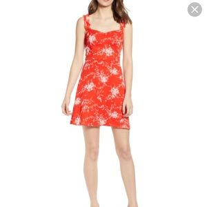 Stella Ruffle Strap Minidress - Red Floral